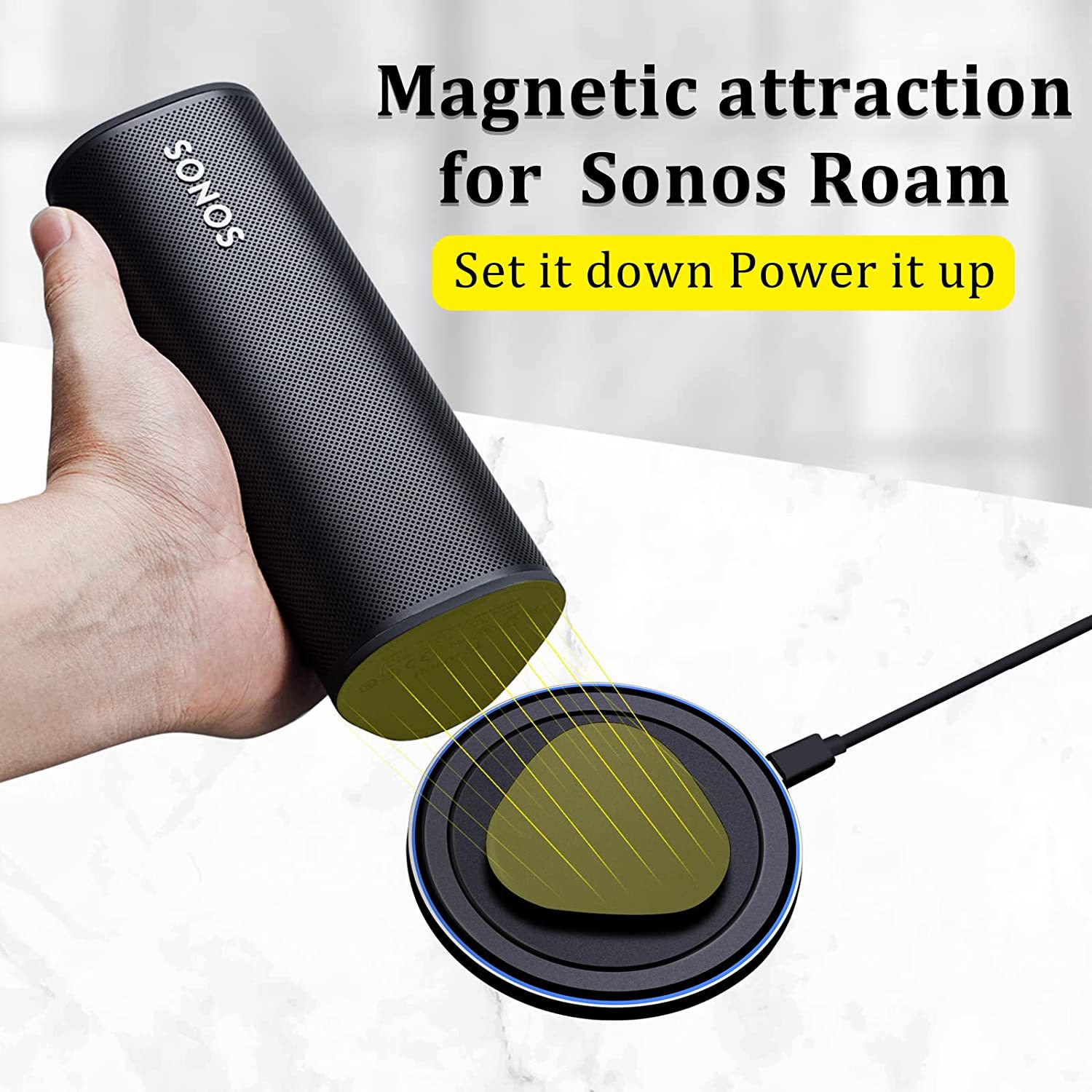 En stock adecuado para Sonos Roam altavoz Bluetooth al aire libre magnético fuerte carga inalámbrica magnética base de carga de audio