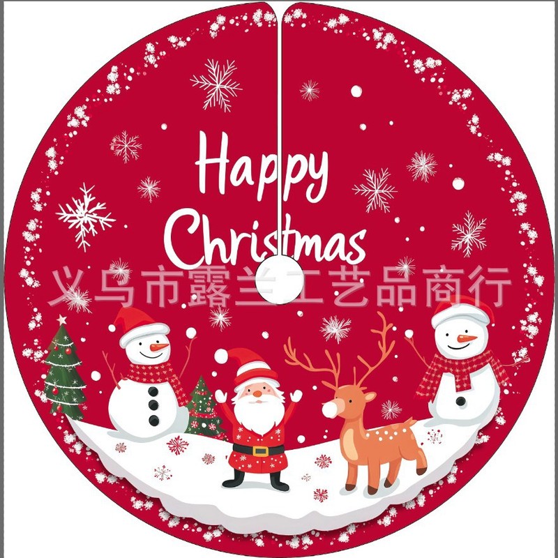 新しい国境を越えたクリスマスの木のスカートクリスマスの装飾品の漫画のプリントの木のスカートはクリスマスツリーの底のエプロンを並べます。|undefined