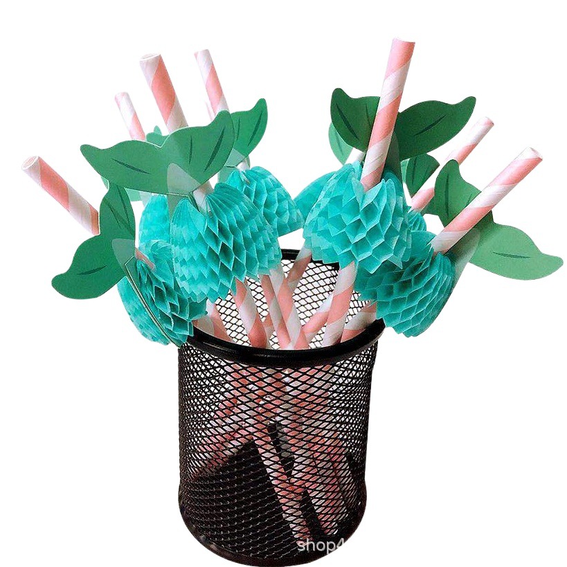 Venta al por mayor creativa paja sirena panal papel paja decoración del partido apoyos diseño fishtail forma paja