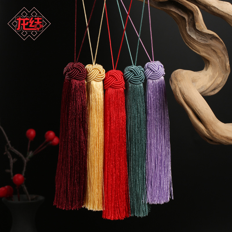 Dragon knot tassel tassel DIY hand-woven Chinese knot hairpin hanging tassel hat Su 32 colors wholesale