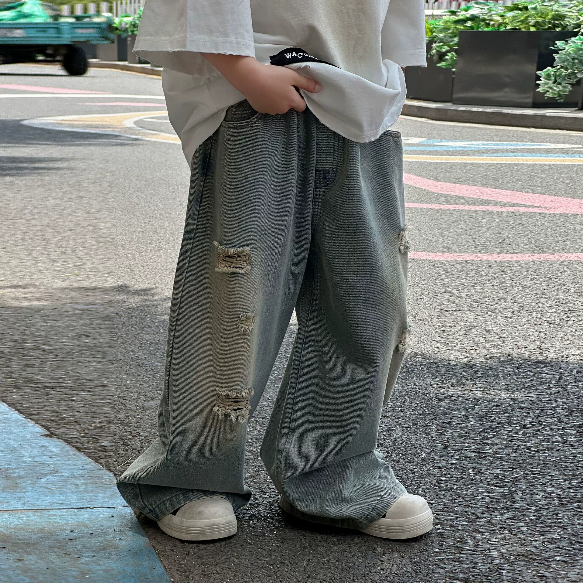 Детские джинсы для мальчиков, брюки, осень, корейский стиль, свободный крой