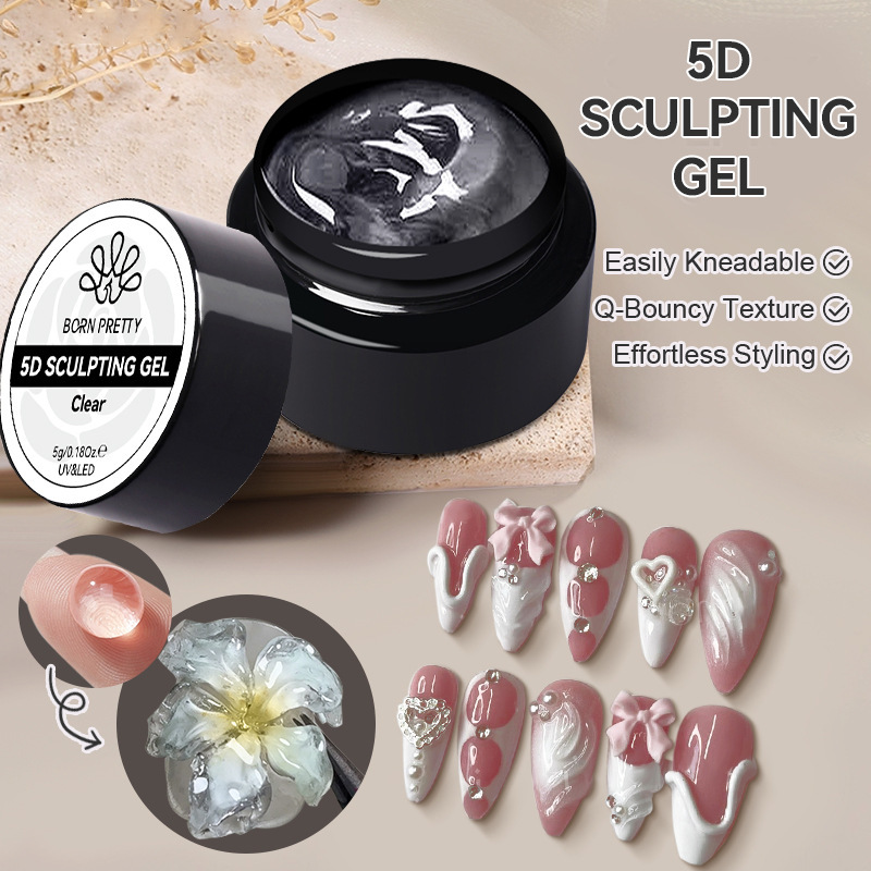 Internet celebrity new manicure pvc solid gel mold modeling glue DIY carved gel glue high transparent Q elastic soft candy glue