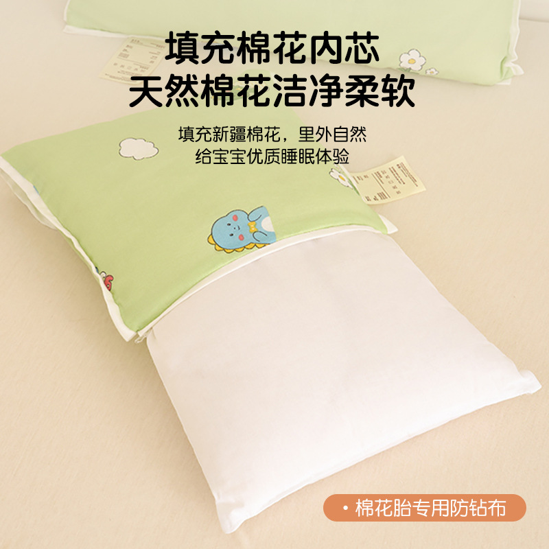Almohada de algodón para niños de hilo de doble capa de algodón de clase A Almohada pequeña de algodón Almohada pequeña Almohada para bebé menor de 6 años Almohada baja