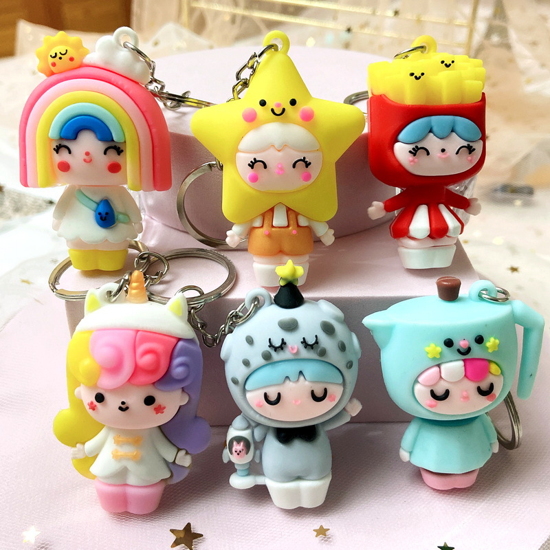 5029 # plástico suave 3D secreto muñeca de dibujos animados muñeca llavero colgante coche mochila colgante adornos pequeño regalo