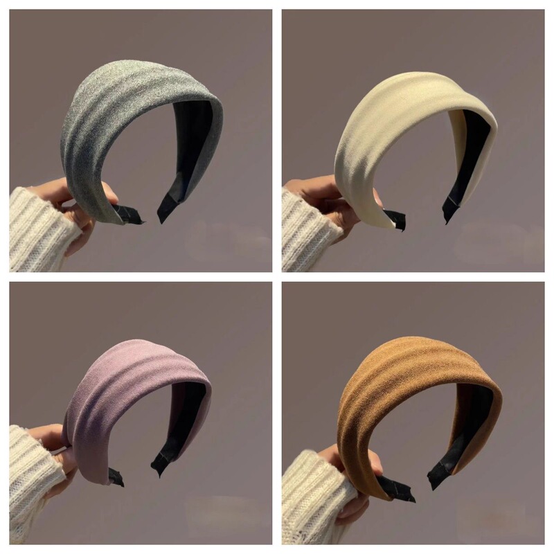 Wide-brimmed hairband new popular knitted hairpin autumn and winter cover white hair ultra-wide headband headband European and American headwear