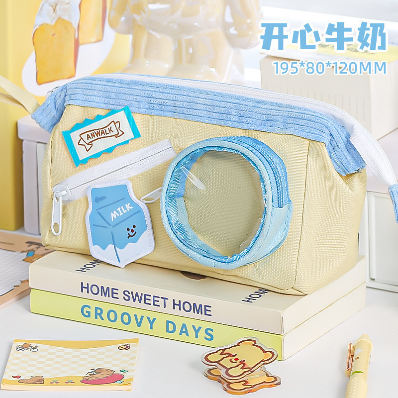 かわいい食べ物柄ペンケース 小学生 大容量 高颜值 配色がおしゃれな文房具入れ インスタ映え 個性的なペンケース|undefined