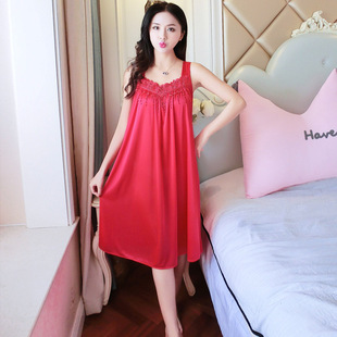 New Summer Sexy Imitation Silk Pajamas Women's Sling Nightgown Ice Silk Women's Pajamas Fun Women's Home Clothes