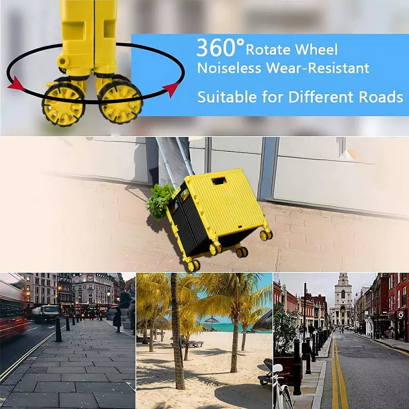 塑料折叠拉杆箱四轮购物车带盖买菜小拉车便携式轻便家用手拉车