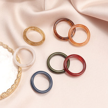 韩国潮创意亚克力醋酸树脂戒指设计感时尚简约冷淡风素圈食指指环
