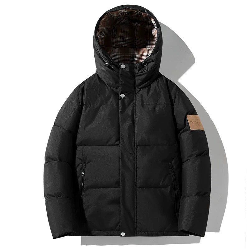Winter hoody, men's velvet keep warm short down jacket for leisure, duck down, oversize