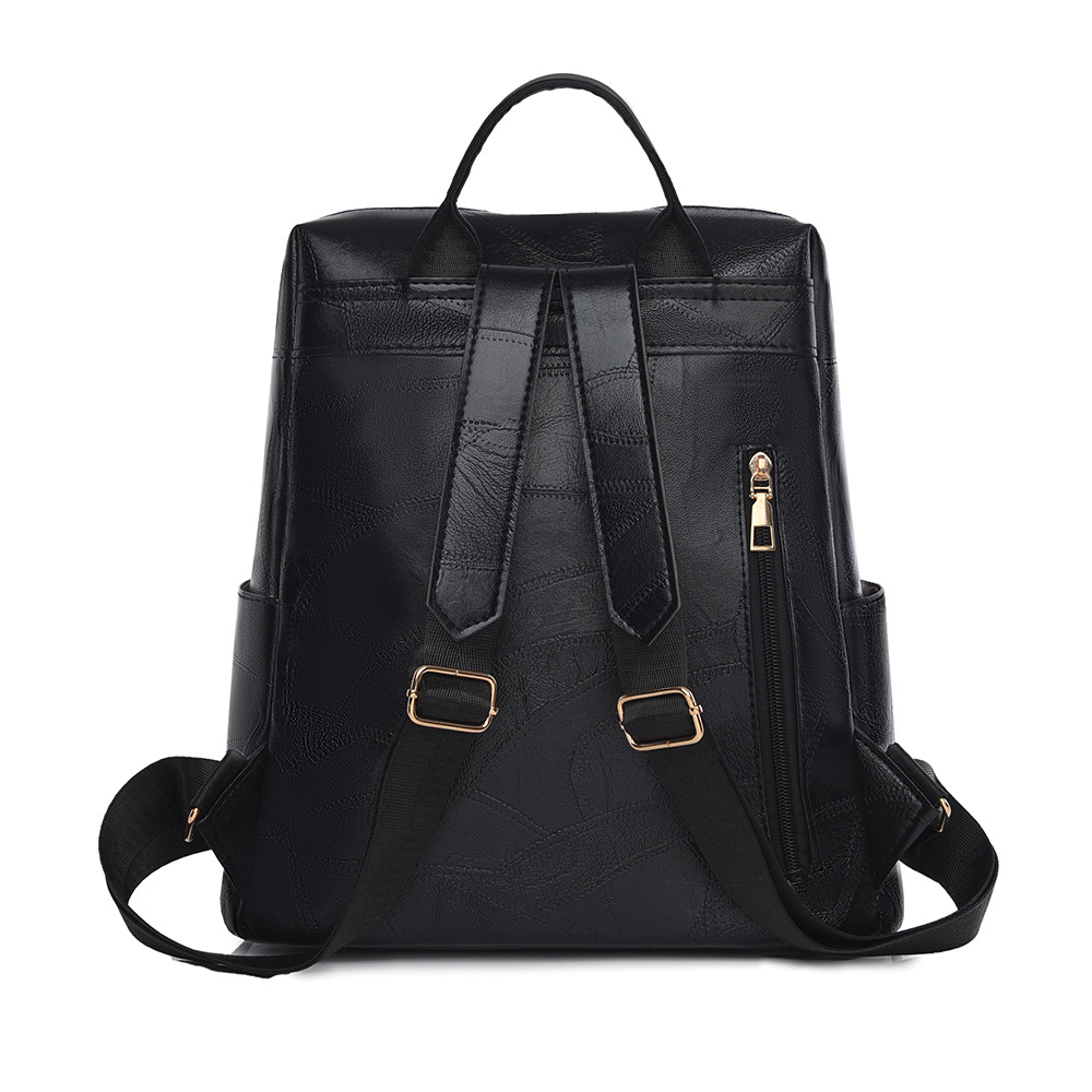 Mochila de cuero suave para mujer 2025 moda moda color sólido mochila para mujer versión coreana de la mochila de viaje impermeable de gran capacidad