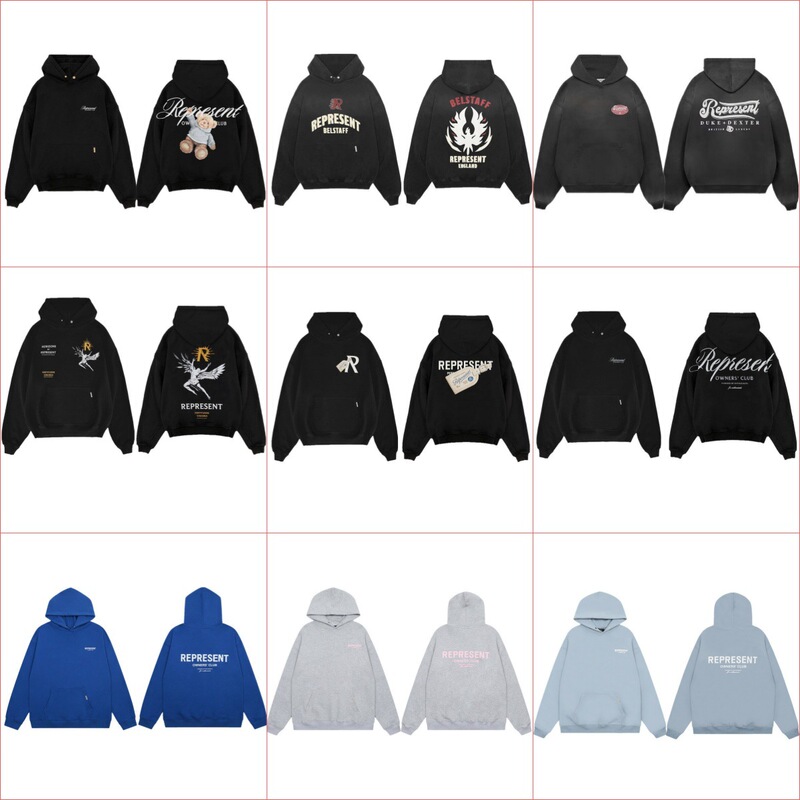 Cross-Border High Street Fashion Brand Represent Sunset Crocodile Letter Logo Printed Men's and Women's Casual Hooded Sweatshirt Ins