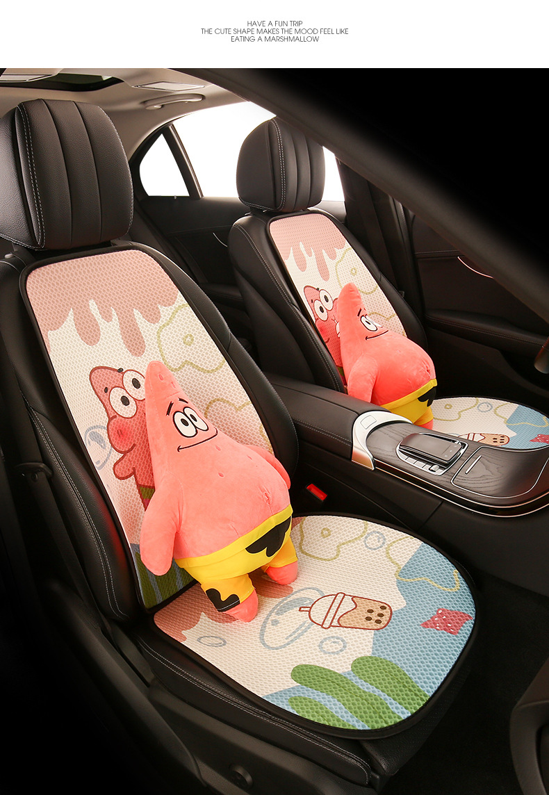 Patrick Star Cartoon Car Seat Cushion, Suitable for All Seasons, Cute Thin Breathable Seat Cover for Girls, Summer Cooling Pad with Ventilation