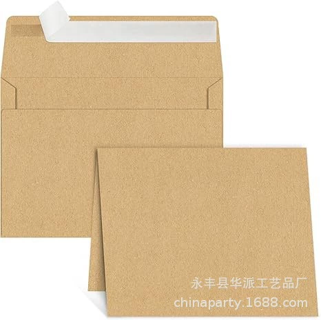 Кросс-бордерная самозакрывающаяся пустая коричневая открытка-приглашение с конвертом для DIY печати