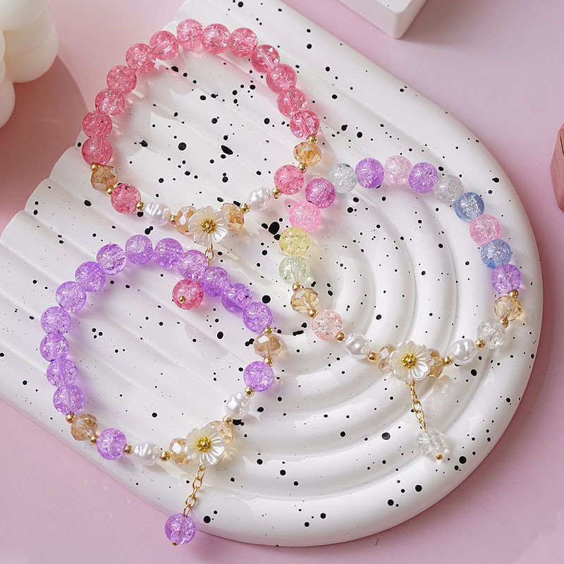 Sweet Crystal Camellia Bracelet for Women, Instagram-Worthy Mori-Girl Style, Minimalist Jewelry for Students & Best Friends, Kids' Wristband