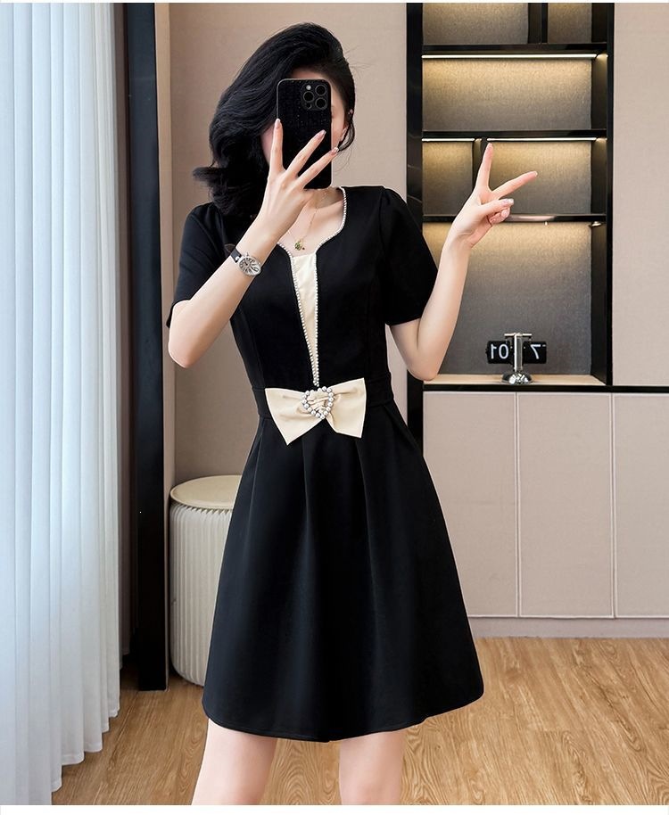 Váy đen suông midi cỡ lớn mùa hè che khuyết điểm tôn dáng — màu đen chi tiết 14