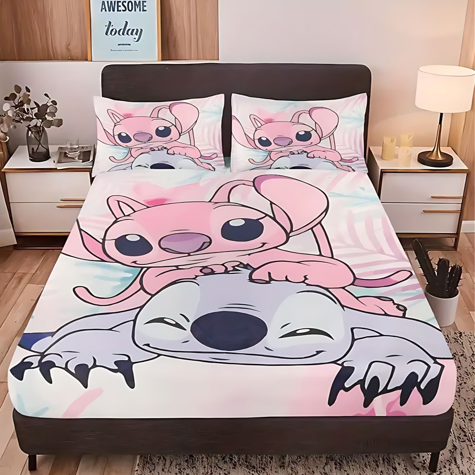 TEMU / JIT Cross-border juguetón Stiltys temático patrón de cama de cama de cama de cama para dibujar se puede hacer