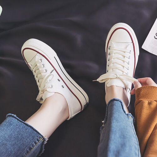 Women's cloth shoes  new thick-soled canvas shoes for female students Korean version retro height-increasing board shoes women's trendy white shoes