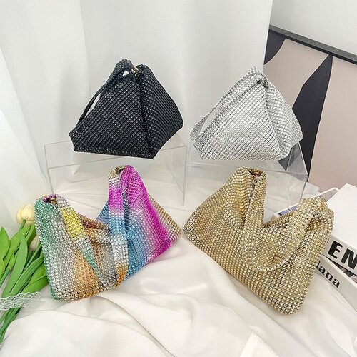 Bag Women's Handbag  Underarm Bag New Simple Fashion Handheld Color Water Diamond Shoulder Bag Underarm Evening Bag