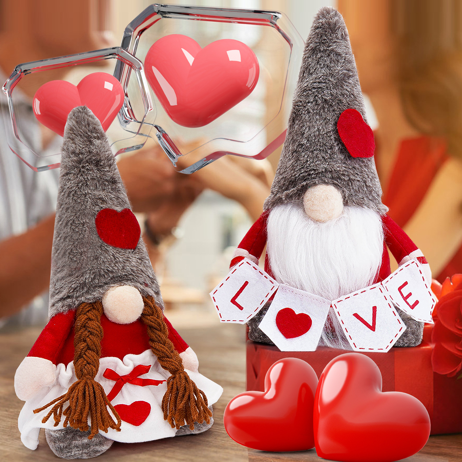 Nueva decoración de la ventana de la muñeca sin rostro del día de San Valentín transfronterizo