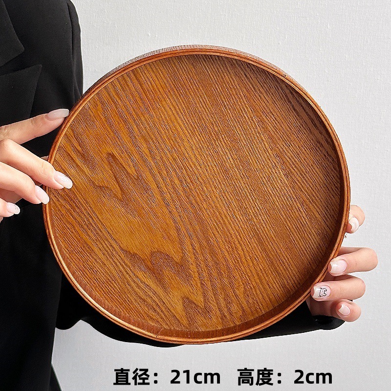 家庭用菓子茶皿皿カフェ円形菓子皿茶皿インスタ风レトロケーキ木制トレー|undefined
