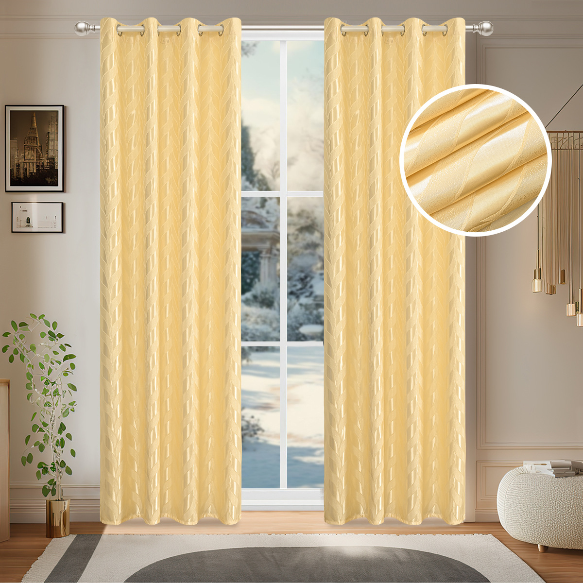 Nuevo tipo transfronterizo de seda brillante cortina de sombra de salón cortina de protección solar TEMU venta spot