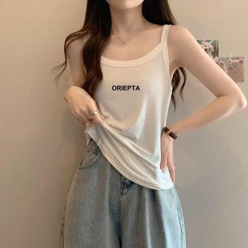 Relaxed Plus-Size Tank Top Straps Women Summer Design Outerwear Sleeveless Black Solid Color Versatile Top