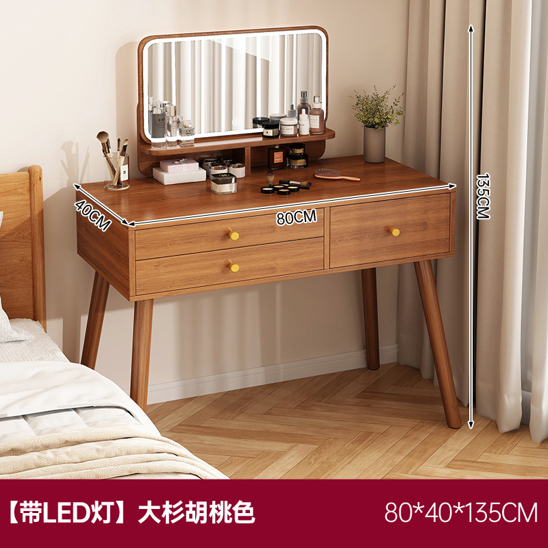 Xiangpei al por mayor dormitorio de apartamento pequeño, mesa de maquillaje de alta gama, espejo de maquillaje, tocador de lujo ligero integrado