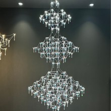 光立方后现代轻奢楼梯别墅loft复式楼挑空客厅酒店大厅大吊灯