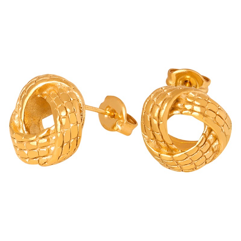 Simple Mobius con temperamento hueco exquisita moda artística retro nicho diseño Titanium pendientes de acero joyería femenina