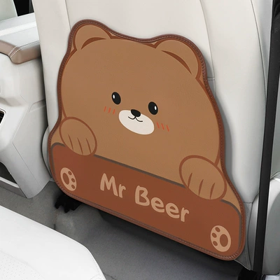 Car seat back anti-kick pad children's anti-wear car supplies universal rear cartoon car seat anti-dirty protective pad (Chair back anti-kick pad) - captain-bear-short
