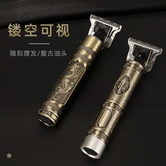 クロスボーダー T9 電気バリカン龍と鳳凰仏陀ヘッドゴールドチューブ彫刻バリカンヘアカッターブラックゴールド彫刻電気バリカン