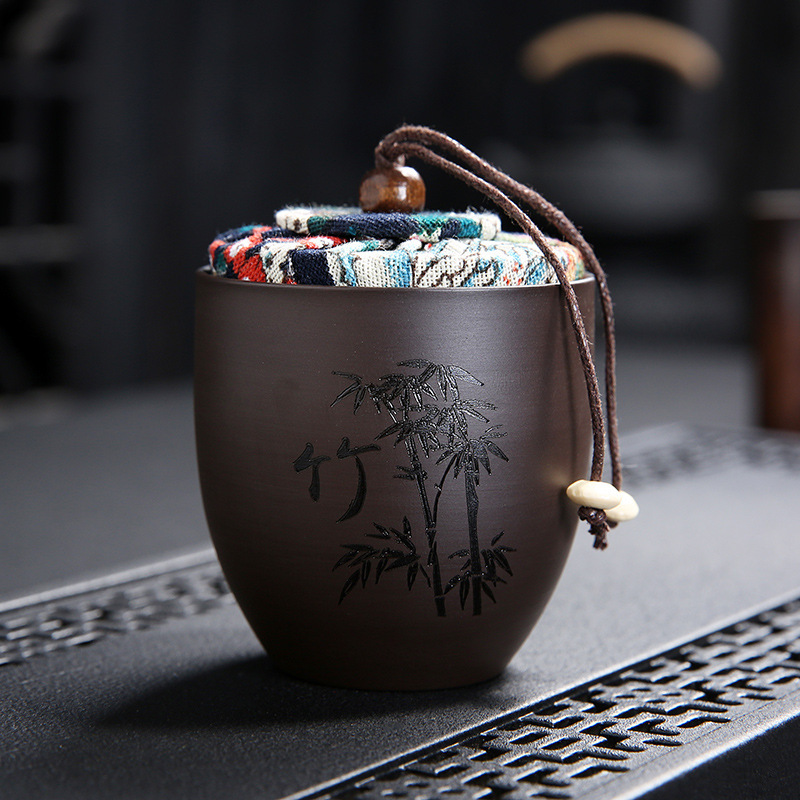 小号茶叶罐紫砂密封罐陶瓷茶罐定制批发可加印logo|ms