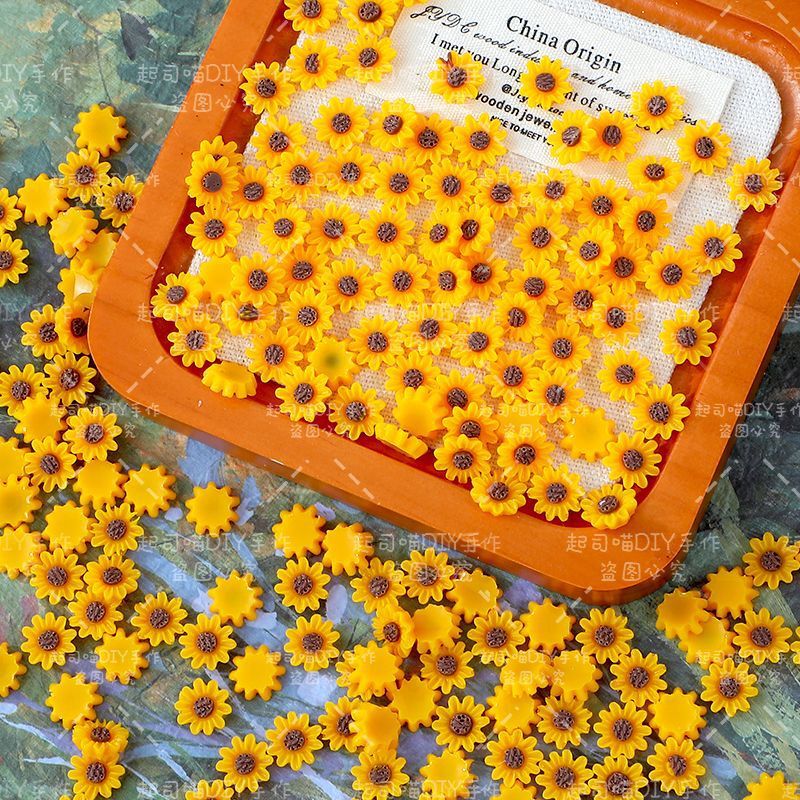 Simulated Popular Sunflower Resin Nail Art Jewelry Sunflower Wearable Nail Cream Glue Filled DIY Handmade Accessories