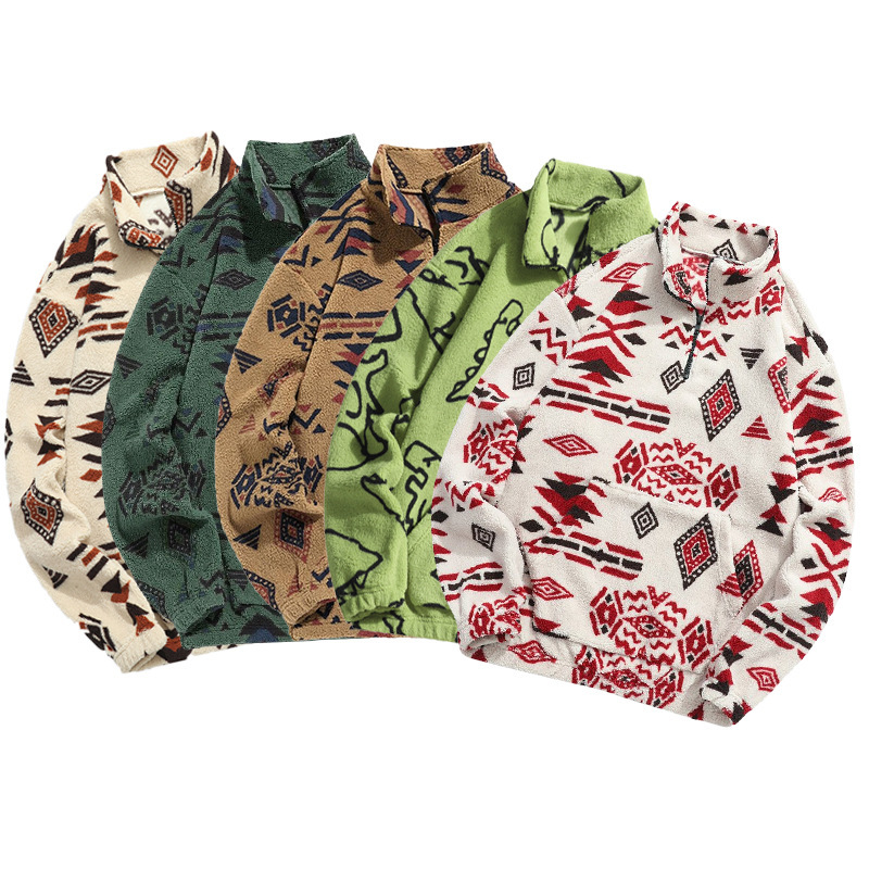 Amazon AliExpress Explosions Half Zip Loose Sweatshirt Men's Winter Fleece Casual plus size Sweatshirt Jacket Men