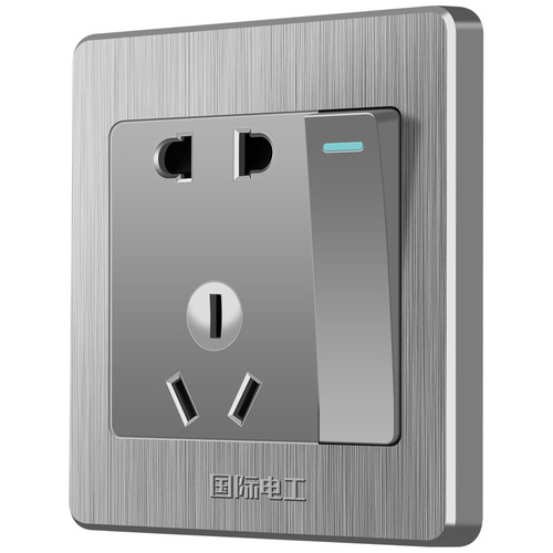 International electrician brushed gray switch socket type 86 concealed household wall five-hole power supply dual-control switch panel
