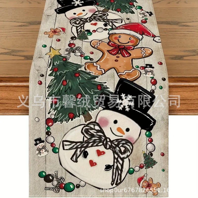 国境を越えて人気のある亜麻のテーブル旗クリスマスの家のレストランのリビングテーブルの室内の屋外の祝日の装飾テーブルクロス|undefined