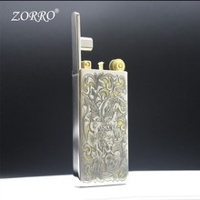 佐罗ZORRO煤油打火机 蚀刻黄铜 深雕厂家批发升降机753白镍双色