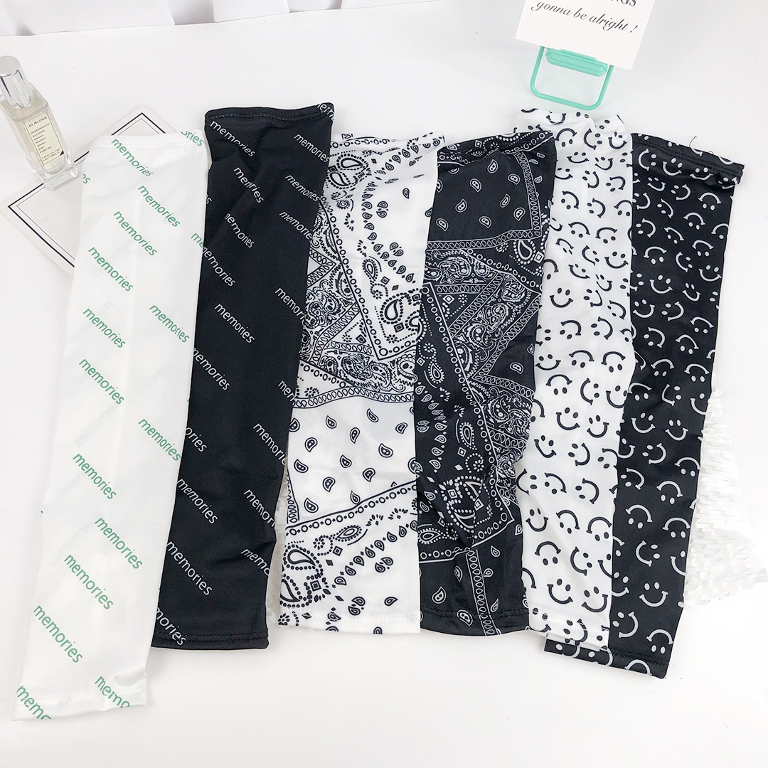 網紅款時尚腰果花冰袖潮流男女夏季防曬冰絲套袖戶外防紫外線