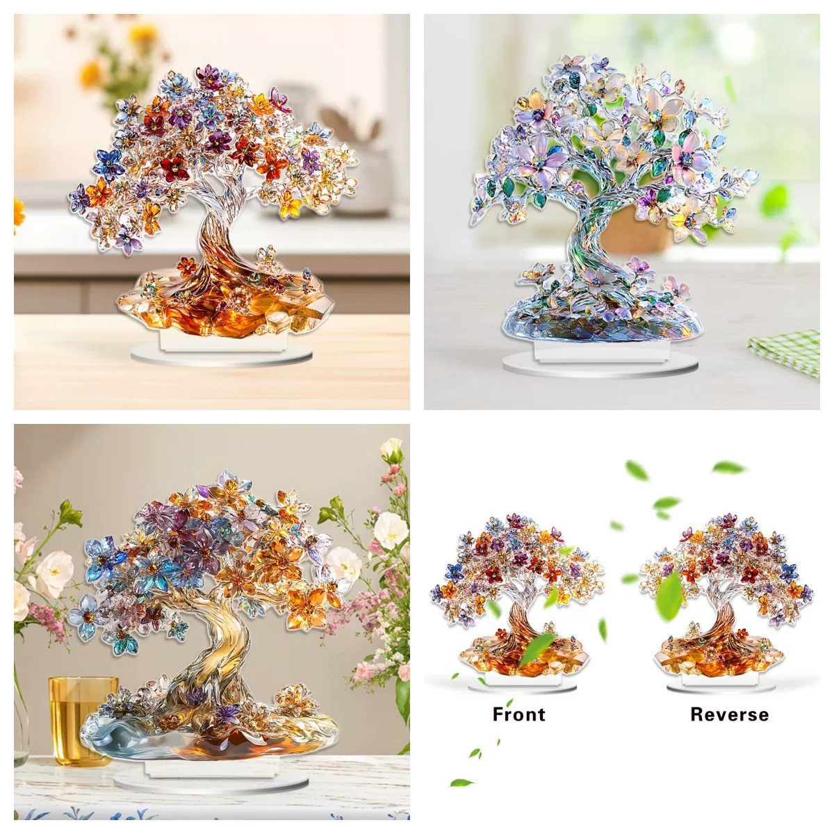 Трансграничные цветные хрустальные деревья жизни 2D плоские акриловые красочные настольные украшения водонепроницаемые и износостойкие украшения