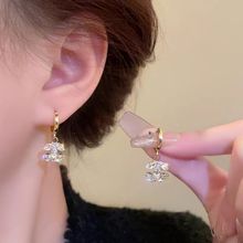 法式小香微镶锆石字母耳环2024新款爆款轻奢小众设计感高级耳饰女