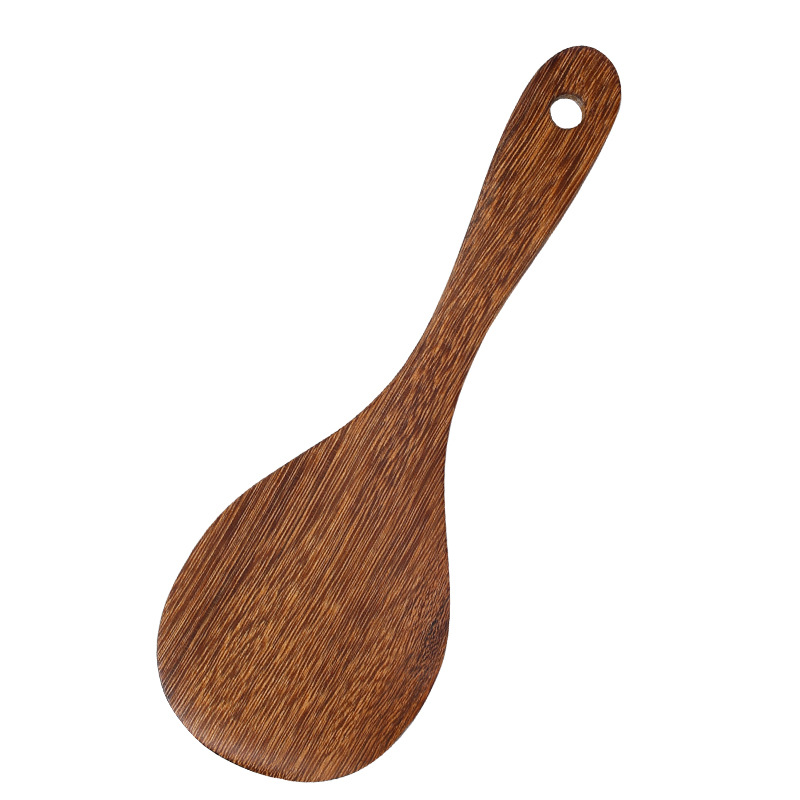 Espátula de madera de ala de pollo, cuchara de sopa, pala de arroz, mango de madera al por mayor, cocina antideslizante y antiescaldado, sartén antiadherente, utensilios de cocina de madera maciza, tallado