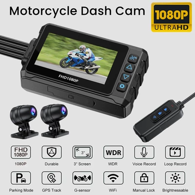 Motorcycle driving recorder front and rear double recording built-in GPS rainproof HD 1080P USB locomotive recorder (Motorcycle driving recorder)