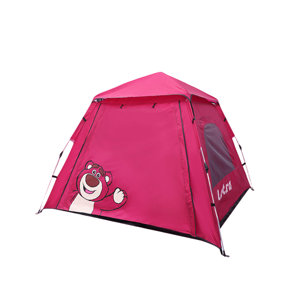 Strawberry Bear Tent Outdoor Square Tent Folding Portable Camping Overnight Rainproof Thickened Camping Equipment