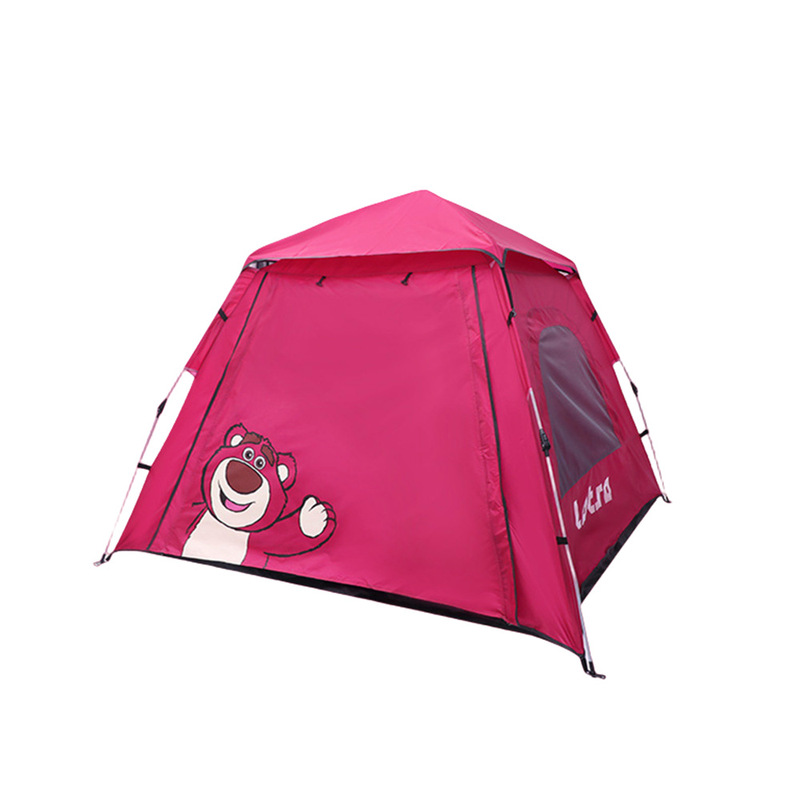 Strawberry Bear Tent Outdoor Square Tent Folding Portable Camping Overnight Rainproof Thickened Camping Equipment