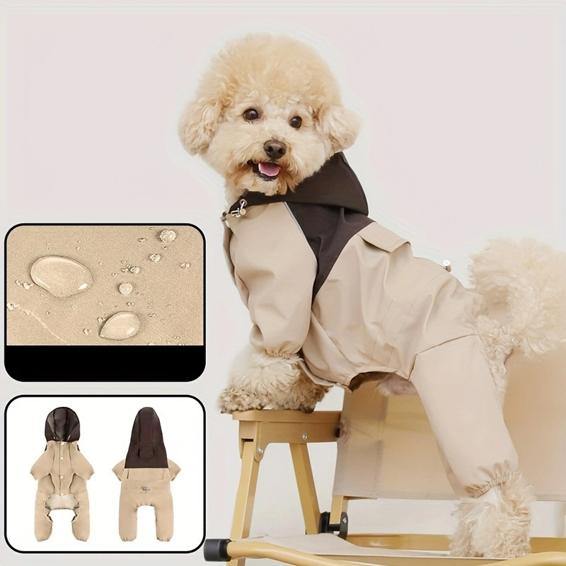 ペット犬レインコート防水四本足作業服コントラストカラーステッチジャケット防風ハンサム犬服|undefined