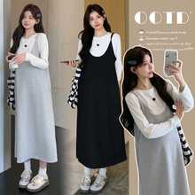 实拍 孕妇秋装连衣裙套装2025新款