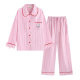 Spring and Summer Thin Powder Stripe Bleat Sheep Pocket Cotton Moo Long Sleeve Pajamas Pink Simple and Fresh Outer Wear Home Clothes