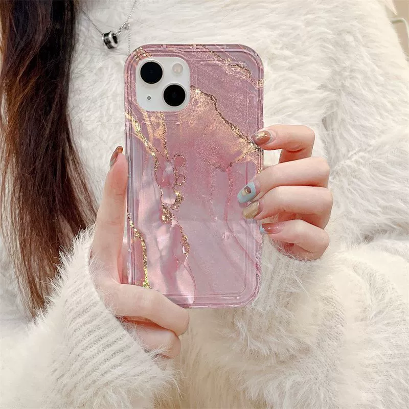 Чехол для телефона из мрамора цвета фуксия совместимый с Air Bag, для iPhone 15, iPhone, 15 Pro Max, защитa от падений, 13