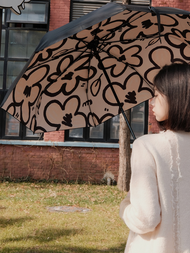 Flower Pattern Casual Flower Bumping Cloth Fiber Iron Umbrella
